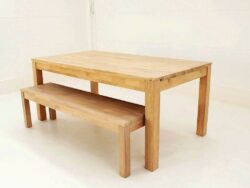 Massivholz Esstisch mit Sitzbank 160x80 gebraucht  Frontansicht