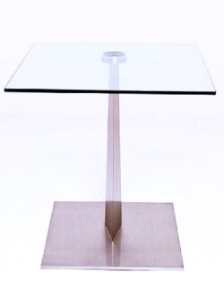 Glastisch NAOS- Calypso Lamp 60x60x58cm Träger und Bodenplatte satiniert.